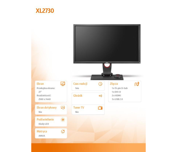 BenQ ZOWIE XL2730 czarny - 324517 - zdjęcie 6